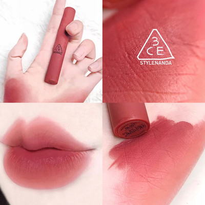 3ce烟管口红唇釉套装南瓜蜜桃色黄皮自然适合素颜的柔雾云朵116