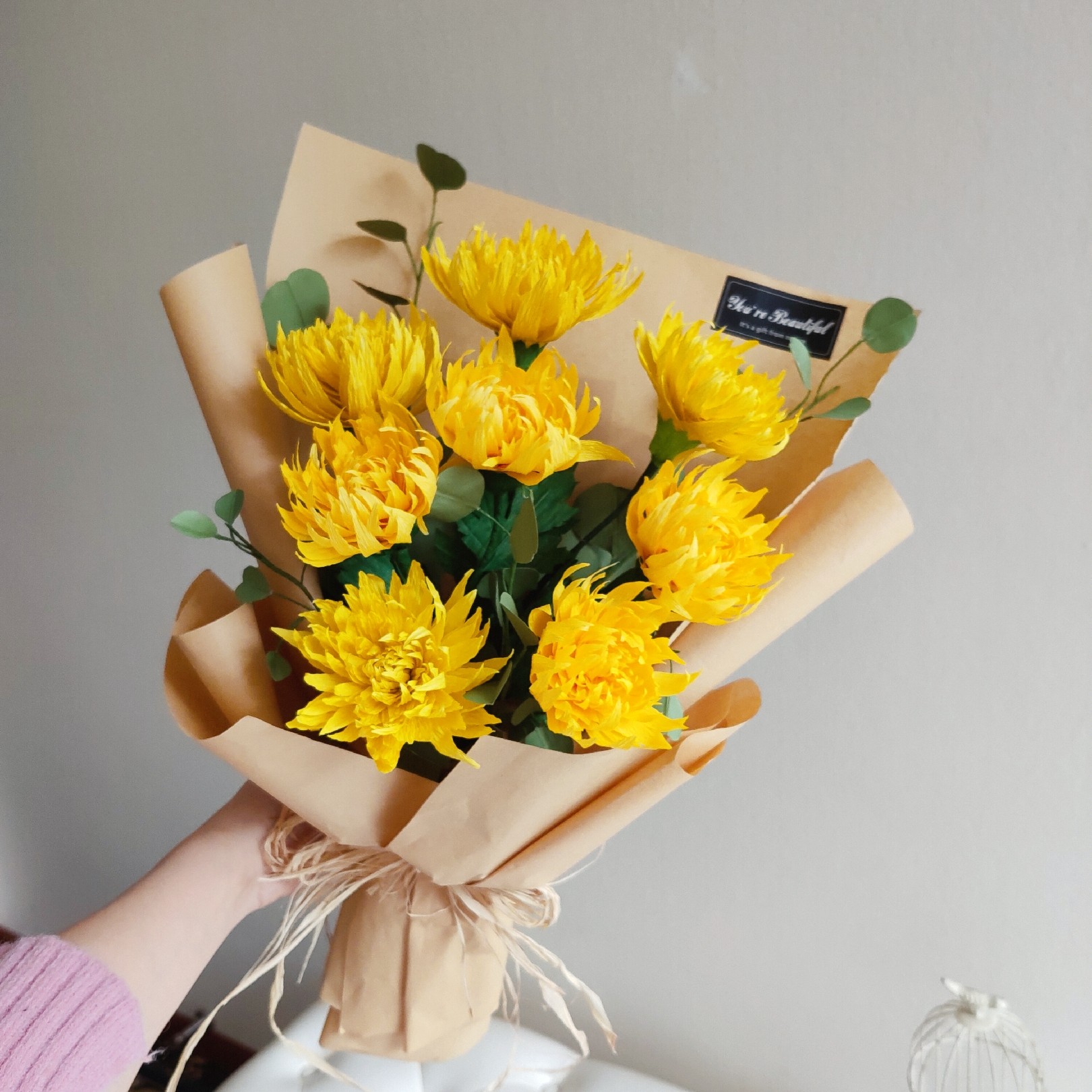 皱纹纸手工材料纸套装_花心思纸艺 菊花花束材料包 皱纹纸手工材料