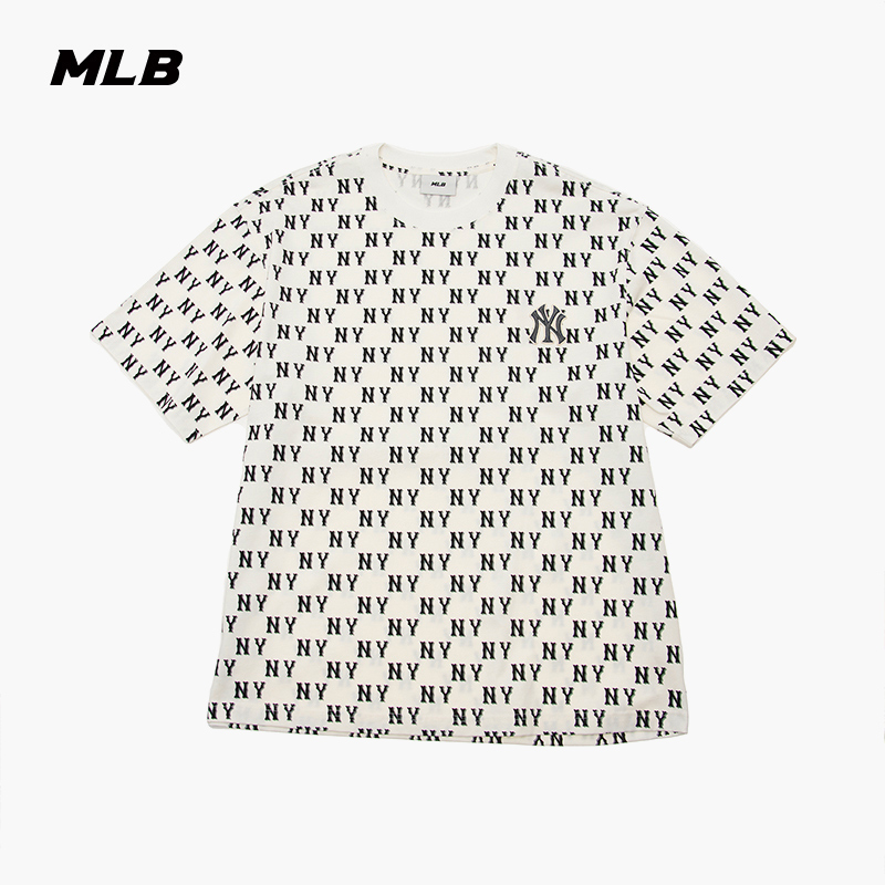 MLB2024年新款男女情侣满印老花T恤时尚运动休闲短袖夏季新款透气