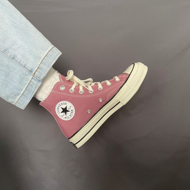 converse匡威 1970s豆沙色玫瑰粉情侣高帮休闲帆布鞋172683c