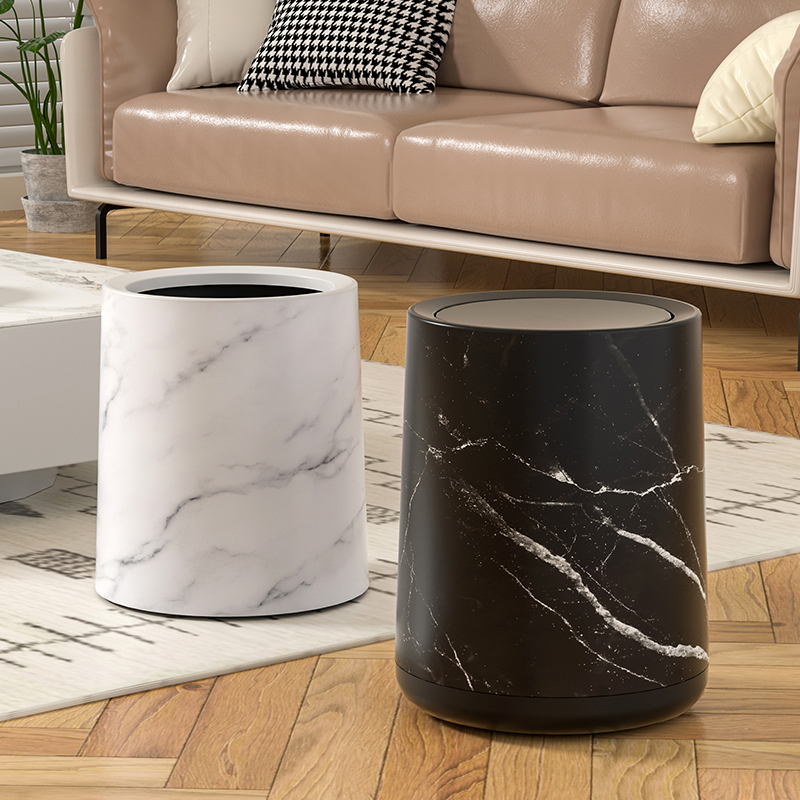 垃圾桶家用大容量办公室客厅卫生间2024新款轻奢仿大理石纹纸篓