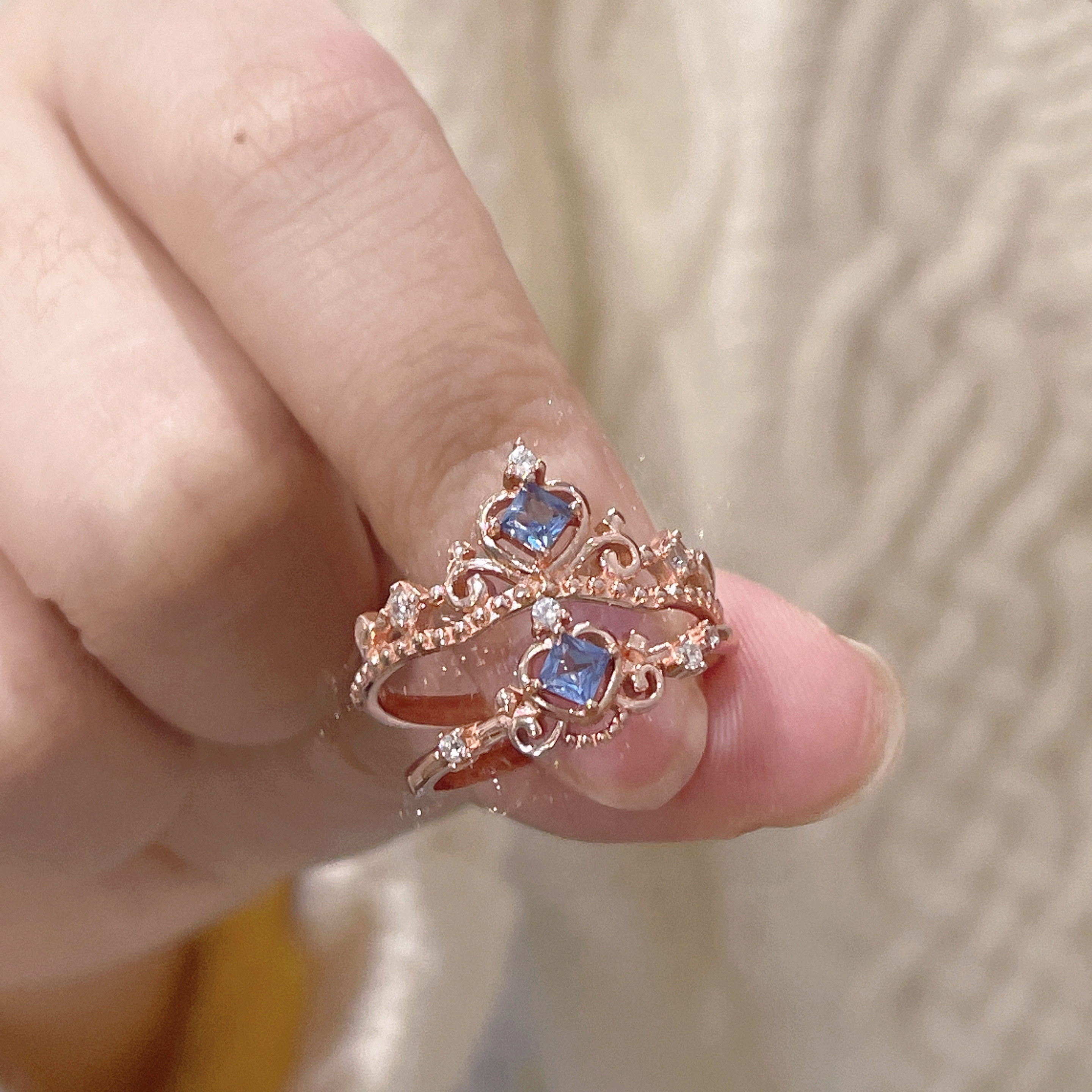 然然真可爱s925银公主戒指玫瑰金闺蜜对戒少女仙女礼物钻戒饰品