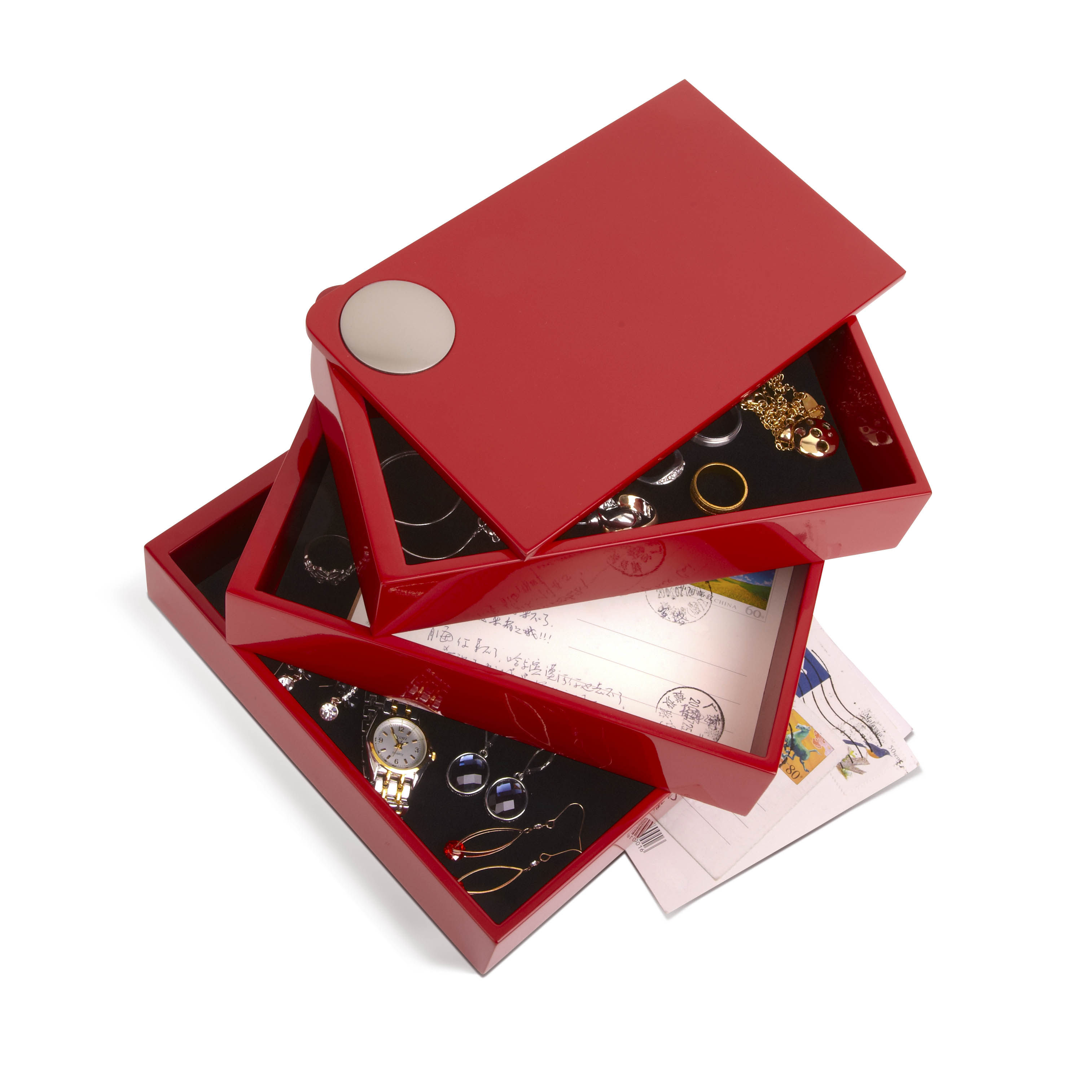 umbra旋转多层珠宝首饰盒 时尚木质烤漆360度收纳盒 结婚礼品摆件_不