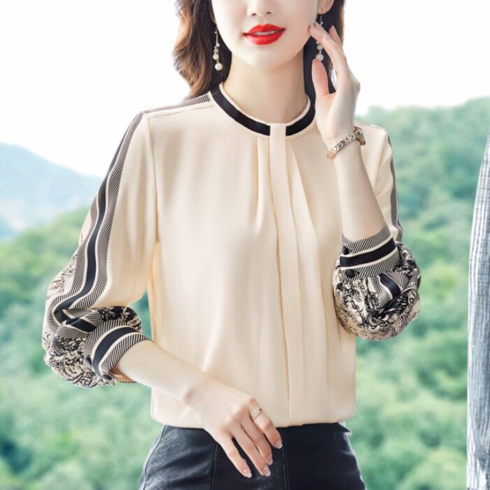 款雪纺衬衫女士春秋装2022年新款时尚潮流洋气上衣显瘦高档小衫优惠券