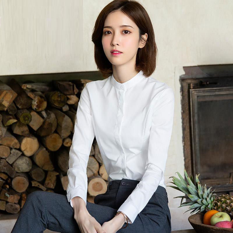 衬衫女上衣2021秋冬韩版宽松内搭寸衫职业纯棉白色衬衣春秋已售34