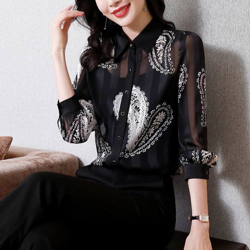 水云间2022春秋新款唯品会女装古贝莎粉红玛丽真丝王小鸭上衣衬衫