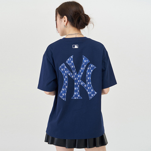 MLB老花运动服T恤男装女装2024夏季新款上衣休闲大logo纯棉短袖