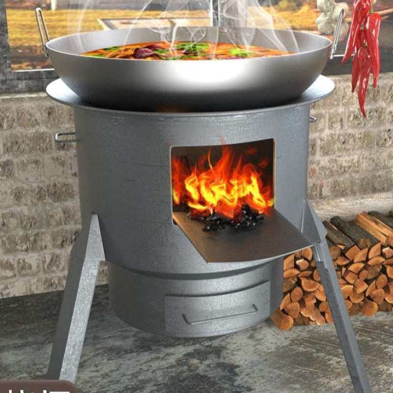 新型农村无烟节能家用柴火灶网红款简易环保移动室外车轮毂烧木材