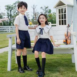 幼儿园园服夏季套装六一儿童大合唱演出服小学生英伦风毕业照班服