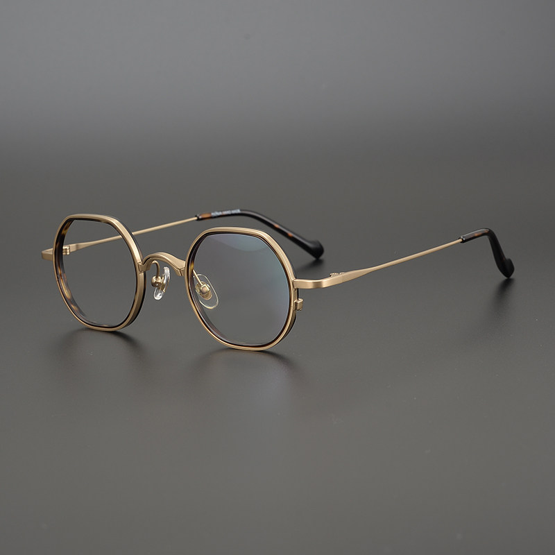 日本设计师款纯钛不规则六边形镜架小脸复古眼镜框可配高度数