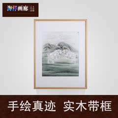 海洋画廊现代中式名家手绘国画六尺斗方三阳开泰图办公室字画租赁