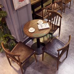 复古实木桌椅组合 西餐厅 面馆桌椅 咖啡厅 奶茶店 主题餐厅桌椅