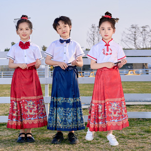 六一幼儿园园服夏装一六年级小学生校服国风马面裙班服白衬衣套装