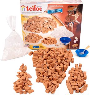 Teifoc儿童泥瓦匠手工搭建房子砌墙盖房玩具砖头别墅拼装建筑模型