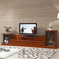 2.8米中式电视柜酒柜组合实木客厅伸缩电视机柜小户型地柜储物柜