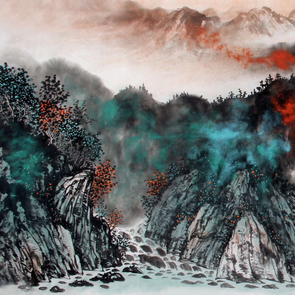陈亮《精品泼彩山水系列小六尺 锦绣江山》