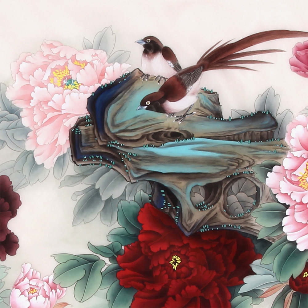 张惠敏 工笔花鸟 绢本