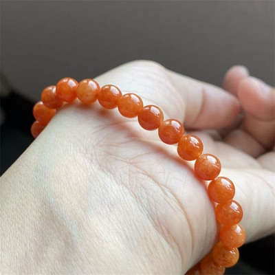 掌中翠翡翠a货冰种红翡圆珠单圈女款手链手串63mm