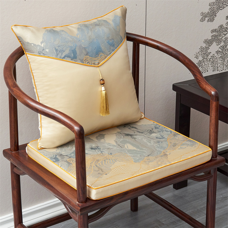 现代中式轻奢风坐垫椅子垫沙发垫茶椅管帽椅餐桌垫可拆洗防滑定制
