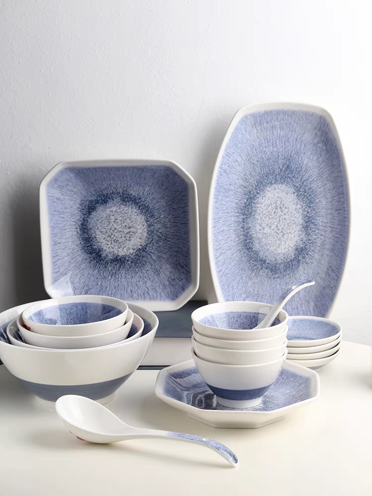顺祥陶瓷中式釉下彩餐具复古家用碗盘好看好洗碗易清洁洗碗机适用