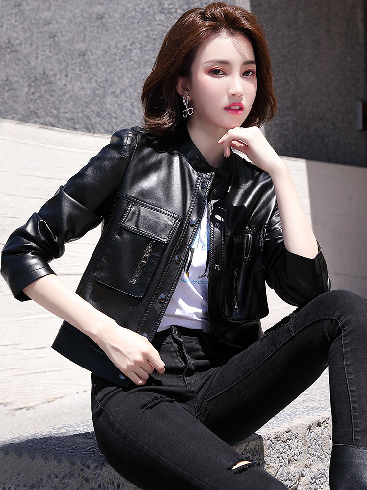 短款皮衣2021年新款女真皮