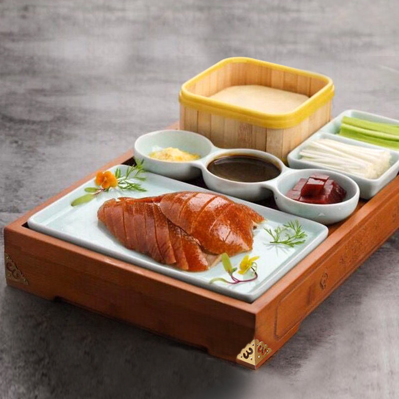 中餐创意竹木套装半只烤鸭保温盘子特色酒店餐厅个性餐具包邮