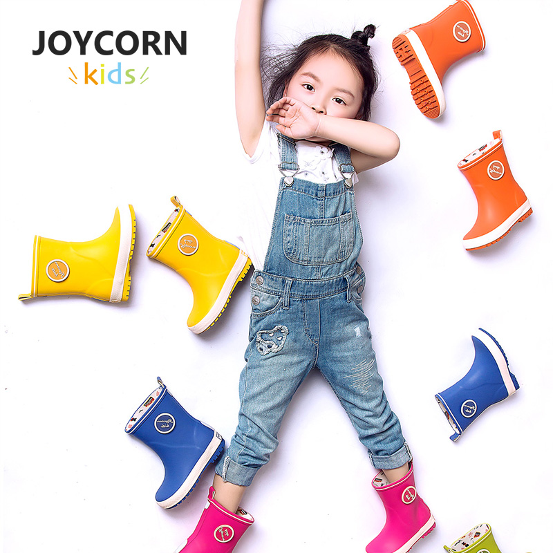 joycorn3-12歲兒童雨鞋套鞋中筒膠靴男女童鞋雨靴水鞋加絨可選