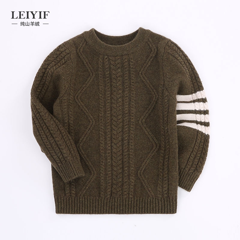 儿童纯山羊绒衫男童套头毛衣宝宝圆领针织衫中大童高领手工编织潮