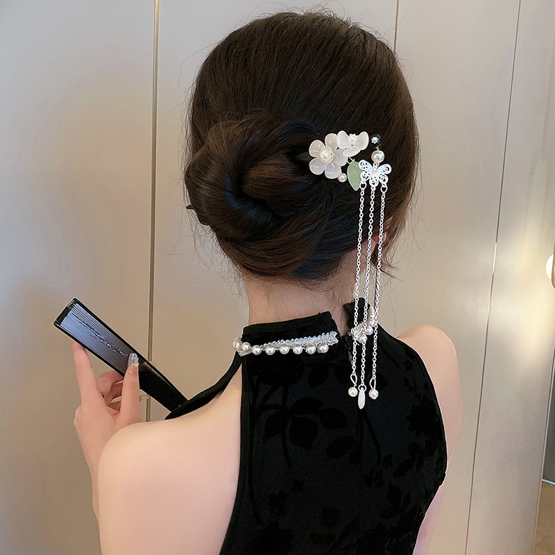 简约现代发簪古风丸子头盘发发钗配旗袍茶服步饰品新中式中式发饰