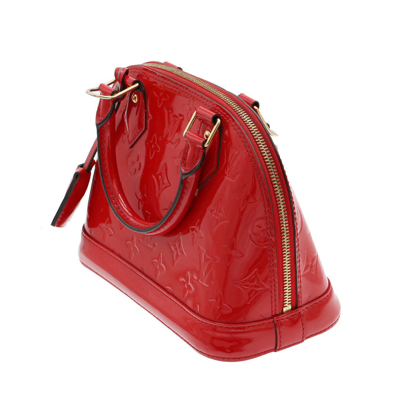 [9.5新]路易威登lv女士漆皮alma红色小号贝壳包单肩手提包