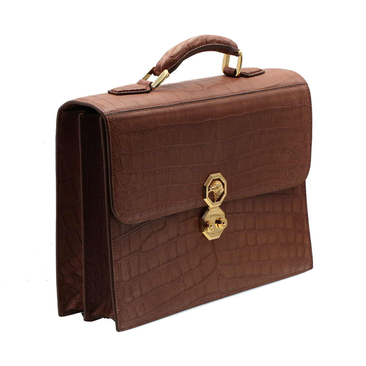 [即拍即得][9.9新]史蒂芬stefanoricci男士鳄鱼皮公文包高端好货