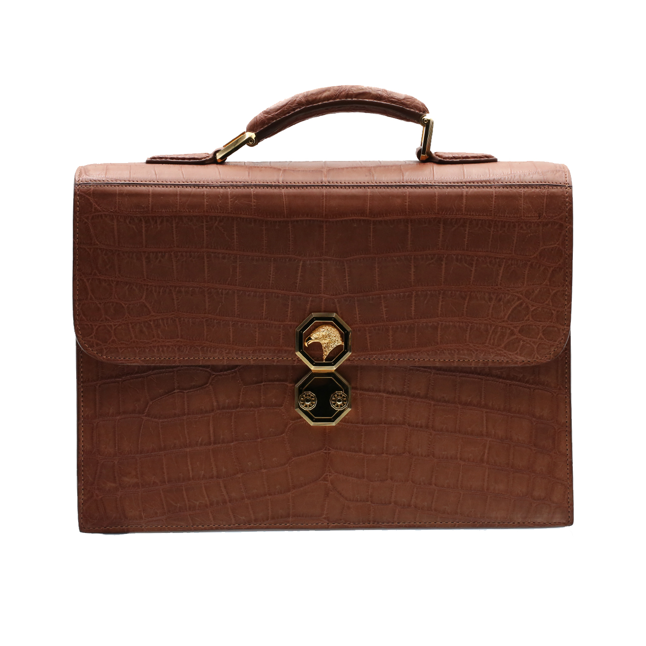 [即拍即得][9.9新]史蒂芬stefanoricci男士鳄鱼皮公文包高端好货