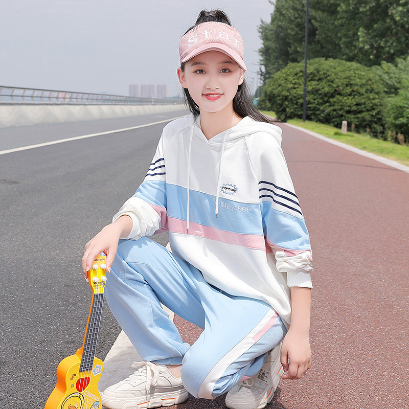 113少女套装2022春季女孩15岁初中学生14休闲16宽松运动两件套潮12已