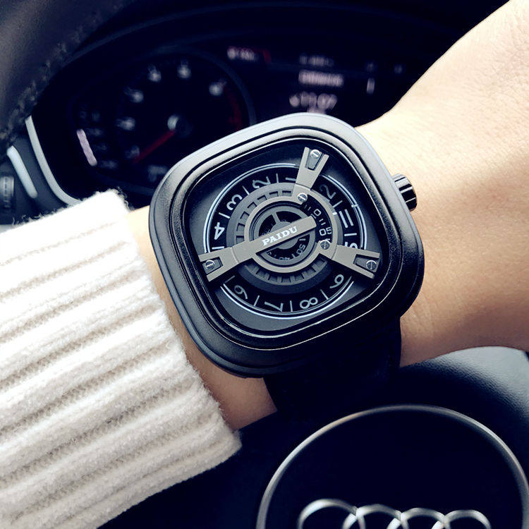 虫洞新概念黑科技韩版潮流手表男女学生七个方形大表盘星期五手表