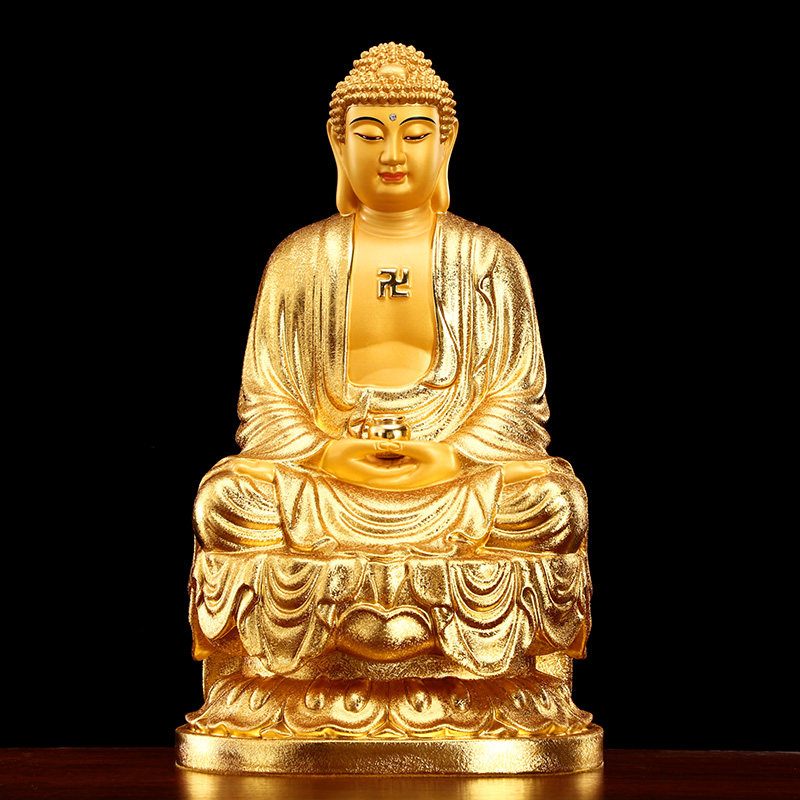 圆通工艺宝成店的优惠券大全—台湾纯铜炫金释迦摩尼佛像家用供奉如来