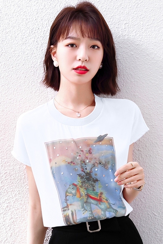 短袖雪纺洋气打底衫上衣,女装蕾丝衫/雪纺衫,艾尚雅◆百款夏装上新