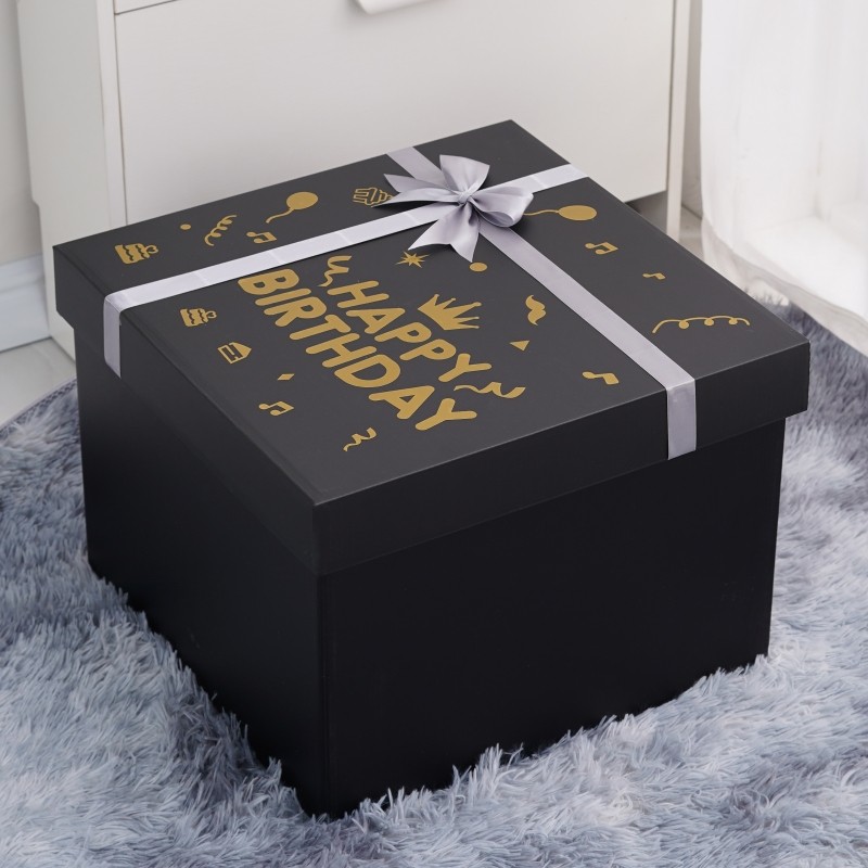 超大黑色礼物盒创意男女生日礼物包装盒特大号情人节礼品盒空盒子