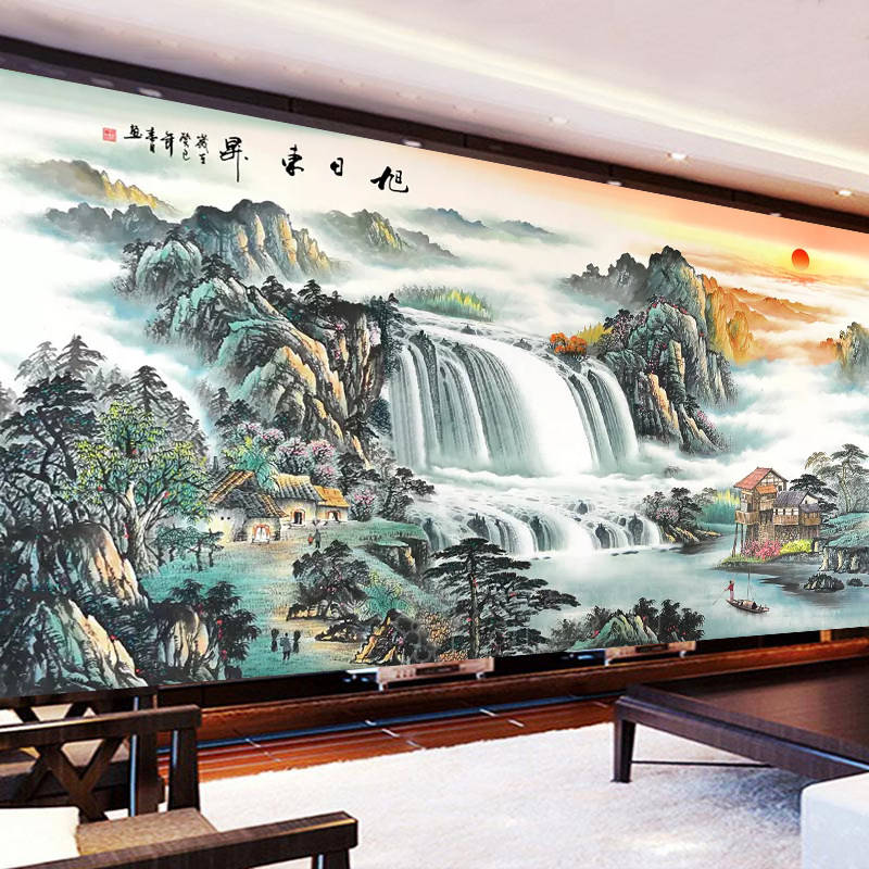 十字绣线绣2019新款客厅家用全满绣大幅古代山水画旭日东升自己绣