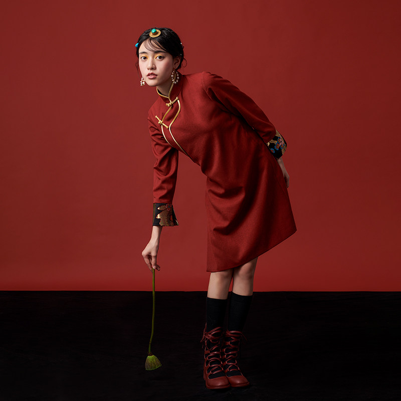 「藏红」藏风新中式 复古女中国风高端藏装旗袍裙改良 年轻款高端