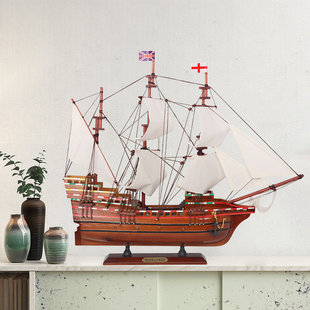五月花号实木帆船模型地中海风格一帆风顺海洋家居装饰工艺品摆件