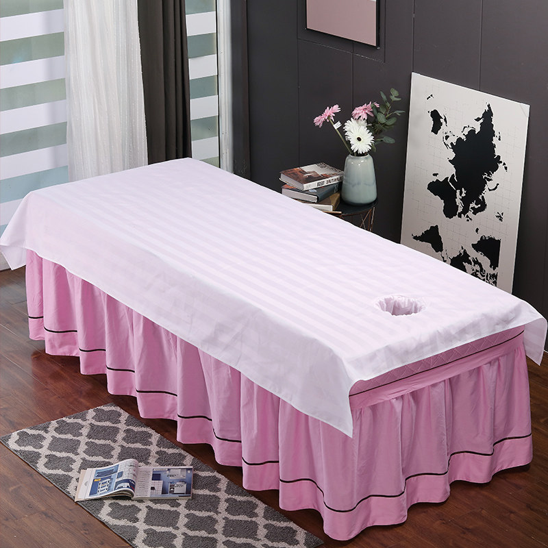 spa美容床单纯棉美容院专用带洞推拿按摩床白色全棉定做加厚