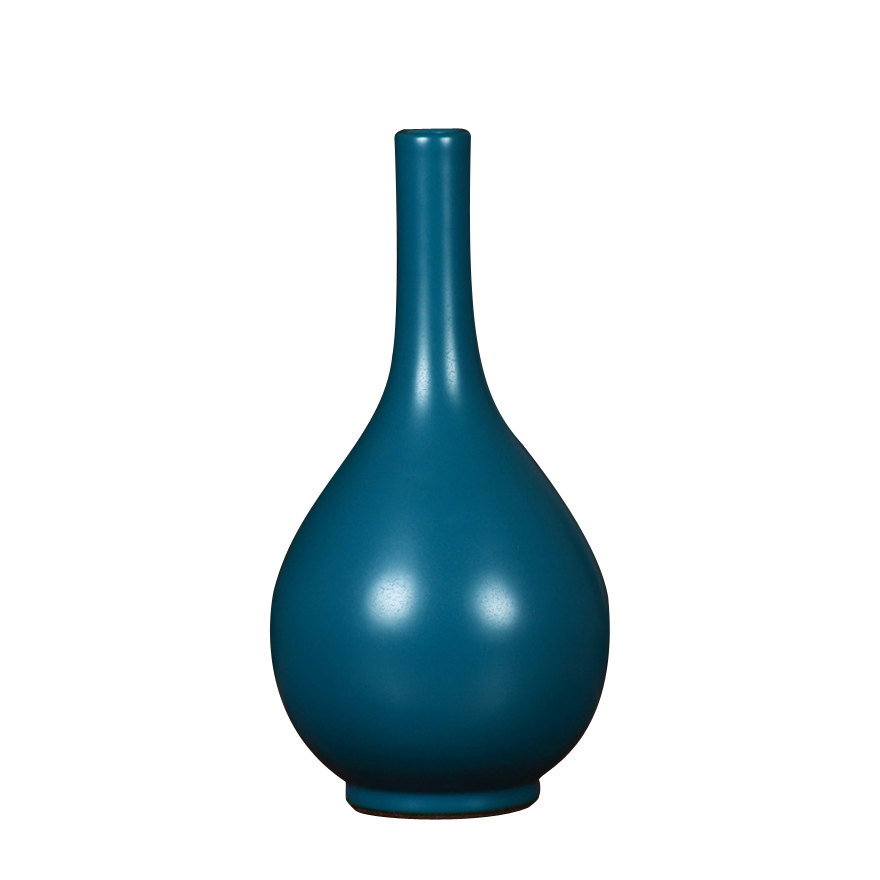 孔雀蓝釉直口胆瓶 江西省陶瓷工艺大师作品