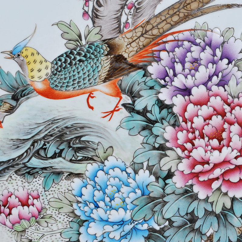 江西省工艺美术师 占勇粉彩瓷板作品(锦堂富贵)