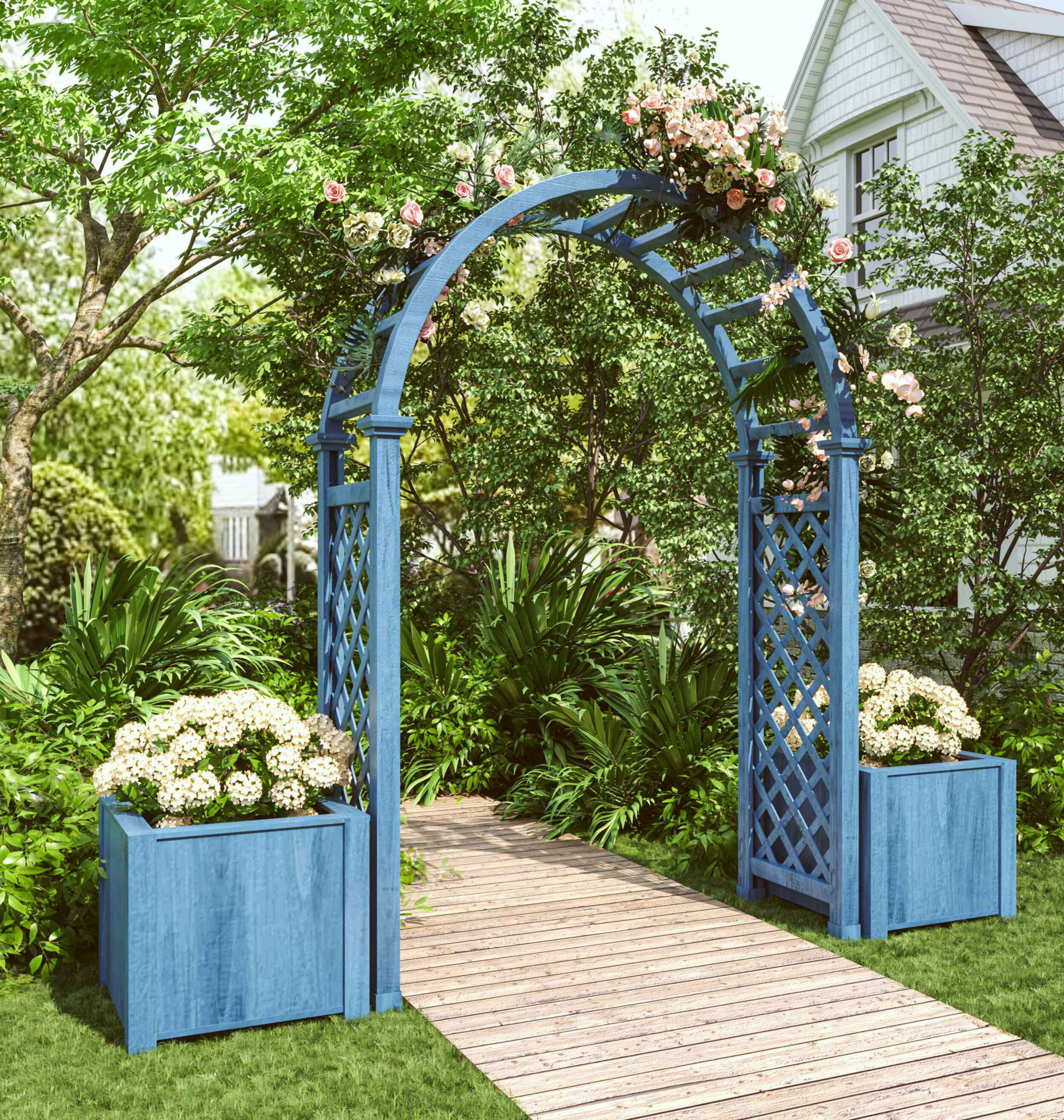 防腐木花园拱门花架庭院葡萄架植物月季爬藤架室外园艺木质拱形门