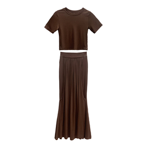 Corset pleated fishtail skirt summer suit women's two-piece set