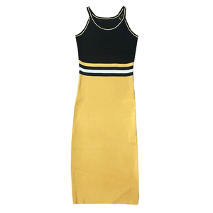 Hanging neck sleeveless vest skirt women's summer new design color blocking knitted dress