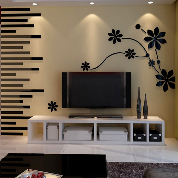 亚克力3d立体墙贴创意画客厅电视背景墙壁贴纸自粘墙贴墙面花装饰