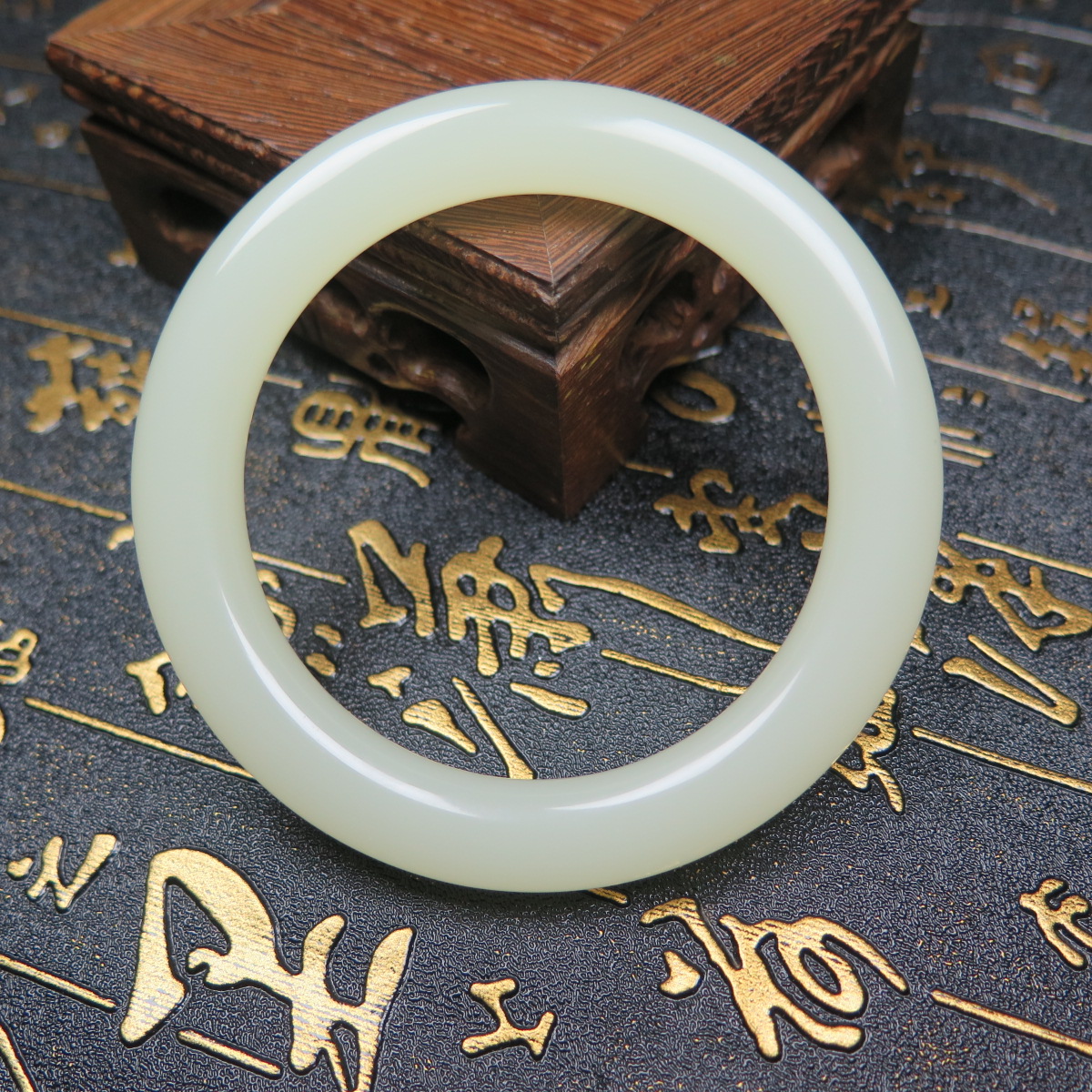 正品新疆和田玉青白玉手镯10mm天然玉石女款细圆条玉镯子真玉证书