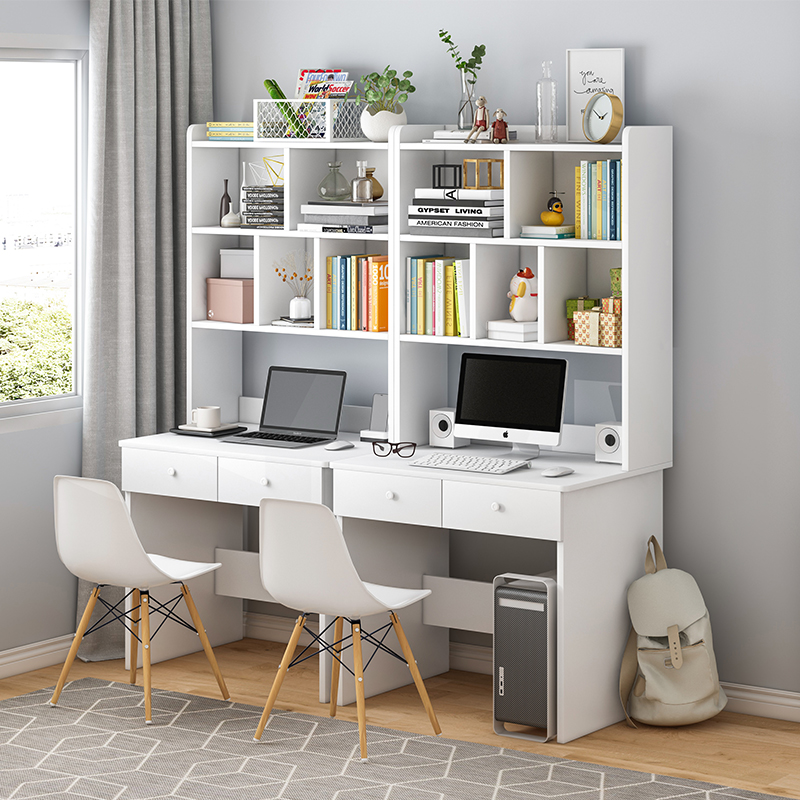 书桌书架组合书柜一体卧室租房简易学生小桌子简约写字家用电脑桌