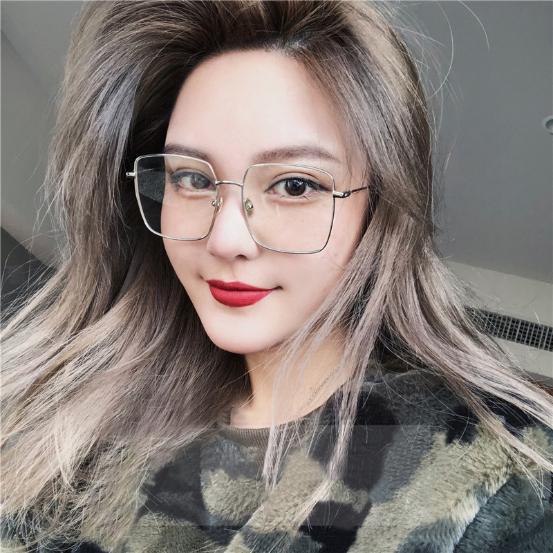 一折眼镜复古男方框_周扬青同款眼镜网红男方框金边平光镜大框圆脸